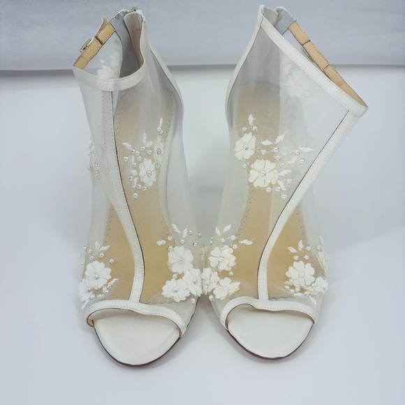 Ivory Floral Heeled Boots - Bella Belle - Picture 9 of 11